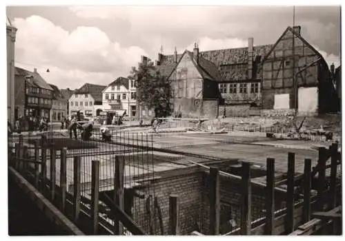 3 Fotografien Foto-Wagner, Rendsburg, Ansicht Rendsburg, Bau des Kaufhaus Grimme, Fundamentlegung