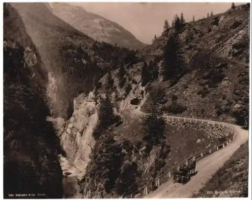 Fotografie Edit. Schroeder & Cie, Zürich, Ansicht Grimselpass, route du Grimsel, Pferdekutsche, Grossformat 26 x 21cm