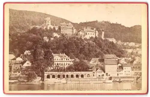 Fotografie E. Lange, Heidelberg, Ansicht Heidelberg / Neckar, Uferpartie mit Schlossruine