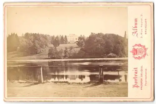 Fotografie Prosper Delceul, Bruxelles, Ansicht Bruxelles-Laeken, Schloss & Uferpartie