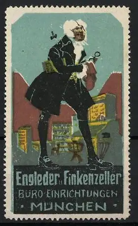 Reklamemarke München, Engleder & Finkenzeller Büroeinrichtungen, eleganter Herr mit Brille