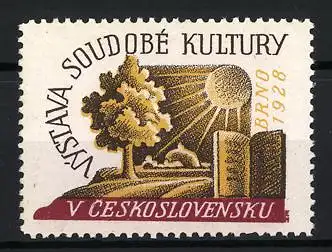 Reklamemarke Brno 1928, Výstava soudobé kultury, Baum und Sonne