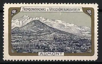 Reklamemarke Admont, Fremdenverkehrs- u. Verschönerungsverein, Berglandschaft