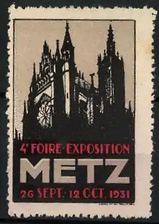 Reklamemarke Metz, 4e Foire Exposition 1931, Kathedrale