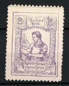 Reklamemarke Baldursheim, 2 Heller, Spendet für das eigene Heim, Handwerker