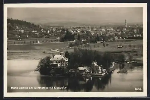 AK Maria Loretto am Wörthersee, Ansicht mit Klagenfurt