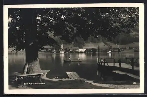 AK Ossiachersee, Uferpartie mit Bänken