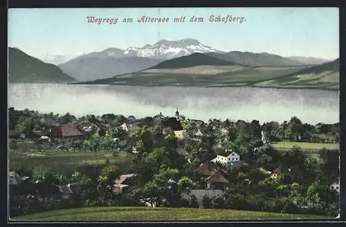 AK Weyregg am Attersee, Teilansicht mit dem Schafberg