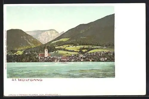 AK St. Wolfgang, Ortsansicht vom See aus