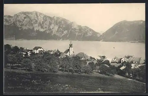 AK Unterach am Attersee, Blick zum See hin