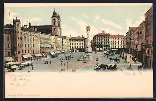 AK Linz a. D., Blick über den Franz Josef Platz