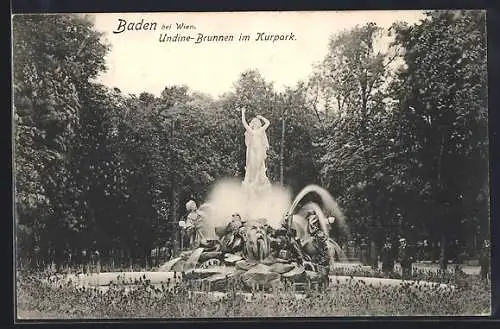 AK Baden bei Wien, Undine-Brunnen im Kurpark