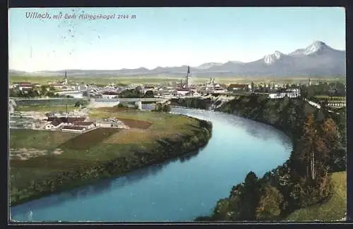 AK Villach, Ortsansicht mit dem Mittagskogel