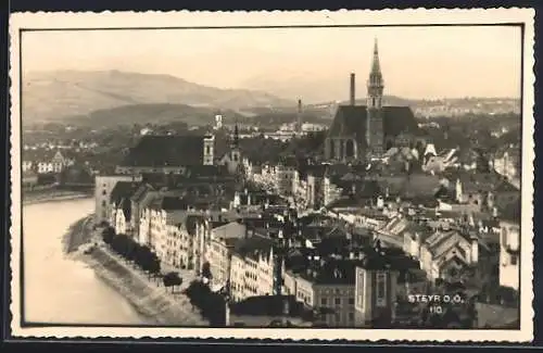 AK Steyr /O.-Ö., Teilansicht mit Flusspartie