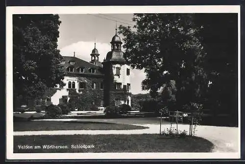 AK Velden am Wörthersee, Partie im Schlosspark