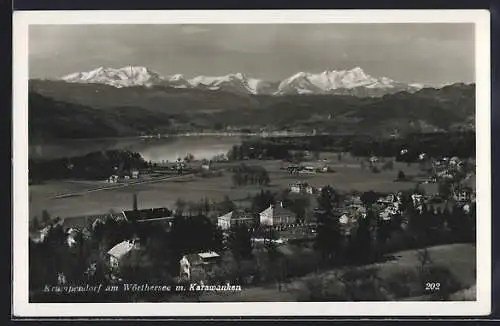 AK Krumpendorf am Wörthersee, Panorama mit Karawanken