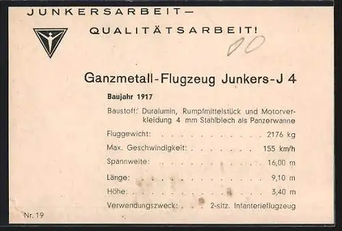 AK Ganzmetall-Flugzeug Junkers-J 4 auf der Startbahn