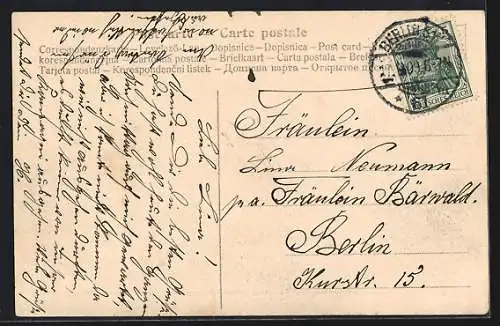 AK Berlin, Reichsluftschiff Zeppelin im Fluge über der Stadt