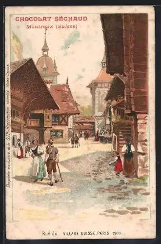 Künstler-AK Paris, Exposition Universelle 1900, Rue du Village Suisse