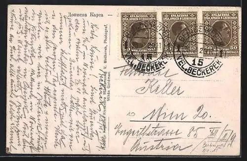 AK Vel. Beckerek, Panorama mit Flusspartie