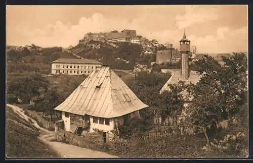 AK Jajce, Teilansicht mit Festung