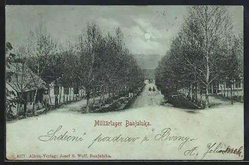 Mondschein-AK Banjaluka, Strasse im Militärlager