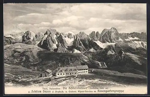 AK Schlernhäuser, Blick auf den Rosengarten