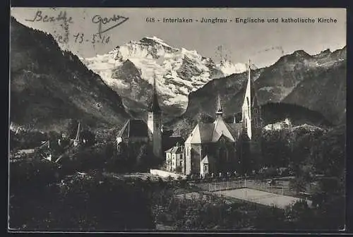 AK Interlaken, Jungfrau, Englische und katholische Kirche