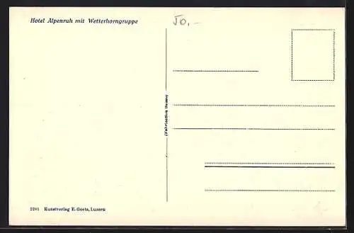 AK Hasliberg, Hotel Alpenruh mit Wetterhorngruppe