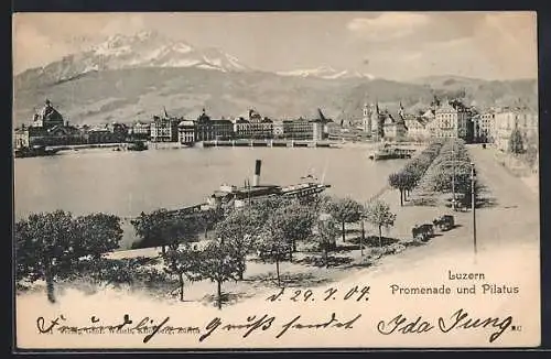 AK Luzern, Promenade und Pilatus