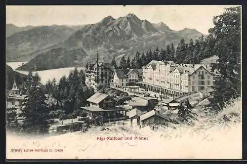 AK Rigi-Kaltbad, Hotel mit Pilatus