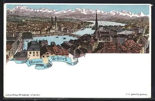 Lithographie Zürich, Ortsansicht