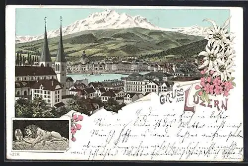 Lithographie Luzern, Ortsansicht