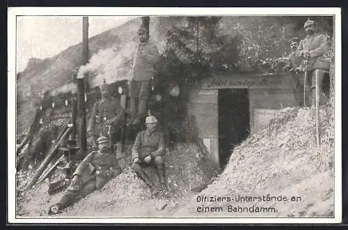 AK Offiziers-Unterstände an einem Bahndamm