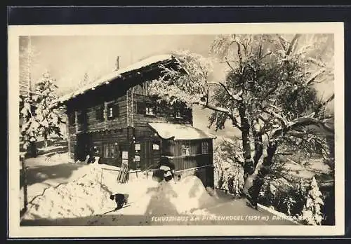 AK Schutzhaus am Pinkenkogel, Pächter Otto Lache, Winteransicht