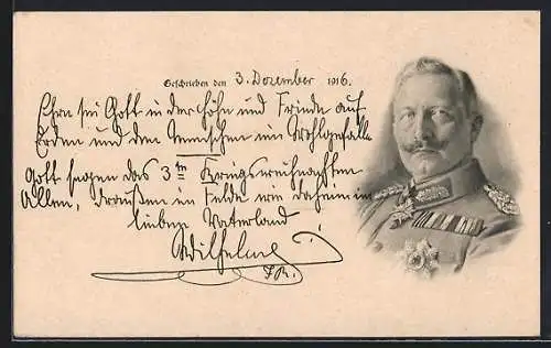 AK Portrait von Kaiser Wilhelm II. in Uniform