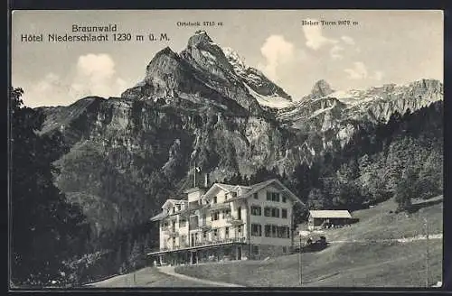 AK Braunwald, Hotel Niederschlacht und Hoher Turm