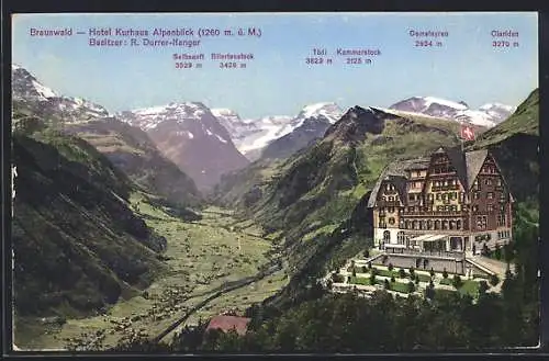 AK Braunwald, Hotel Kurhaus Alpenblick, Bes. R. Durrer-Ifanger