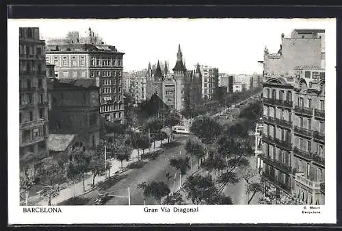 AK Barcelona, Gran Via Diagonal, Strassenbahn