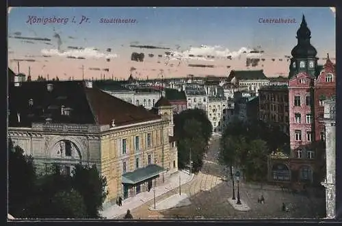 AK Königsberg, Stadttheater, das Zentralhotel