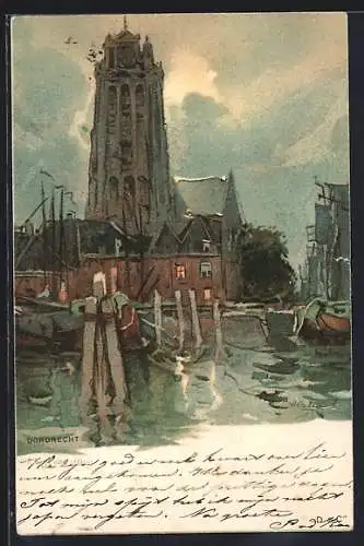 Künstler-AK Henri Cassiers: Dordrecht, Partie am Hafen