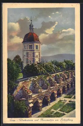 AK Graz, Glockenturm und Kasematten am Schlossberg