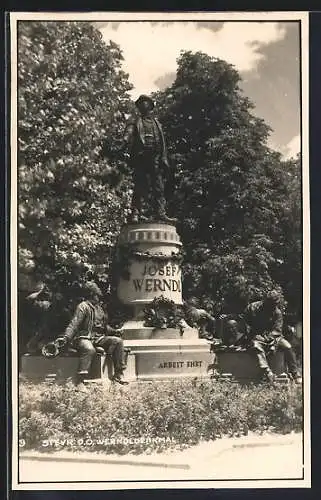 AK Steyr /O. Ö., Blick aufs Werndldenkmal