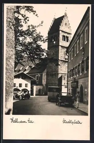 AK Zell am See, Strassenpartie am Stadtplatz