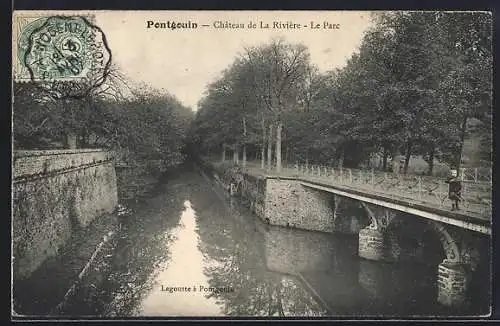 AK Pontgouin Château de La Rivière, Le Parc avec la Lagoutte