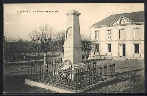 AK La Puisaye, Le Monument et Mairie