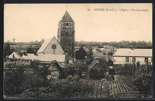 AK Ouerre, L`église, Vue d`ensemble