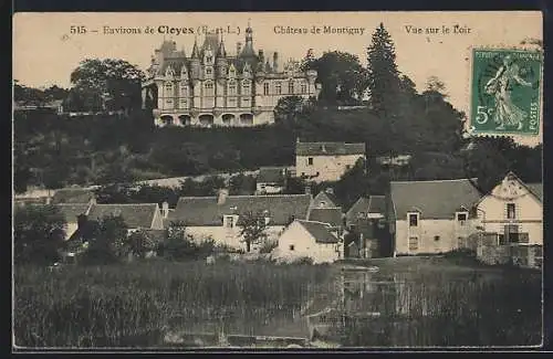 AK Montigny-le-Gannelon, Château de Montigny avec vue sur le Loir