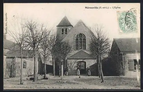 AK Mérouville, L`Église et arbres en hiver