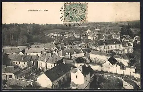 AK Lèves, Panorama de la ville avec vue sur les toits et la campagne environnante